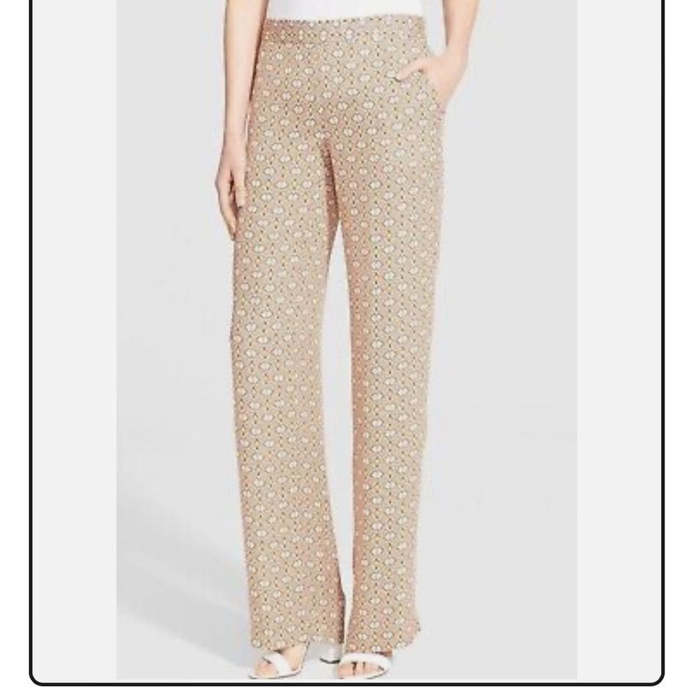 Theory 100% silk Mitrana Foulard print tan pull on pants small s
